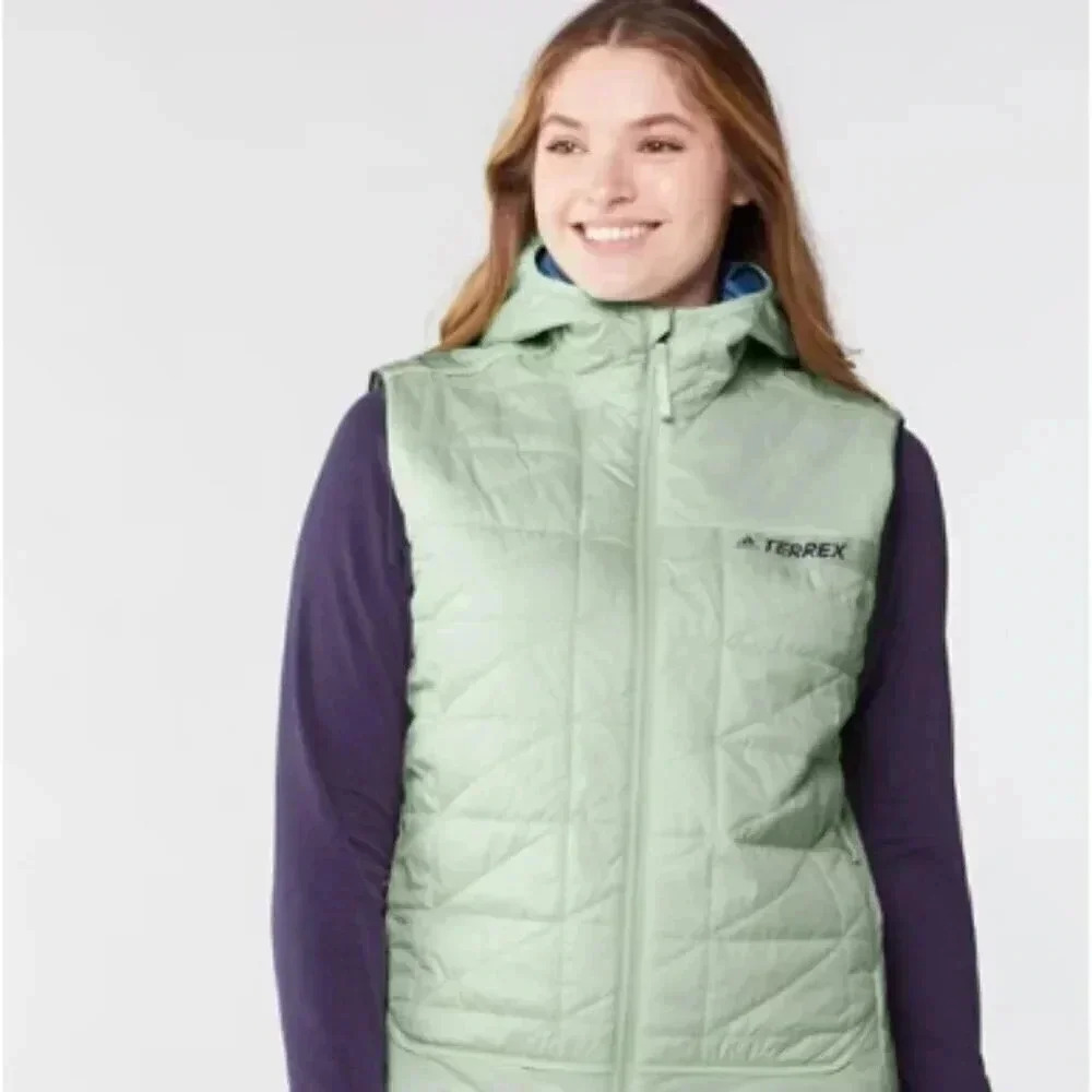 NWT Adidas Terrex womens S hoodie vest light green full zip jacket 3069